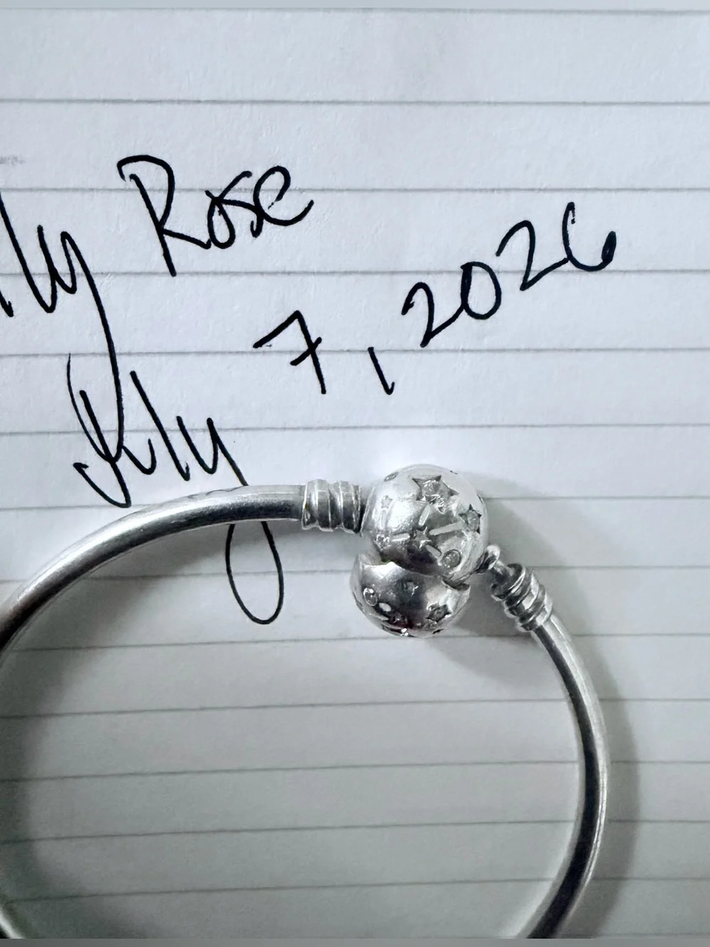 Authentic Pandora Sterling Silver Galaxy Bangle with CZ Stars Clasp